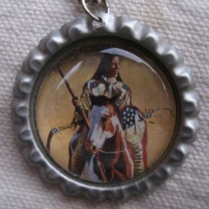 Indian on Paint Horse Necklace
